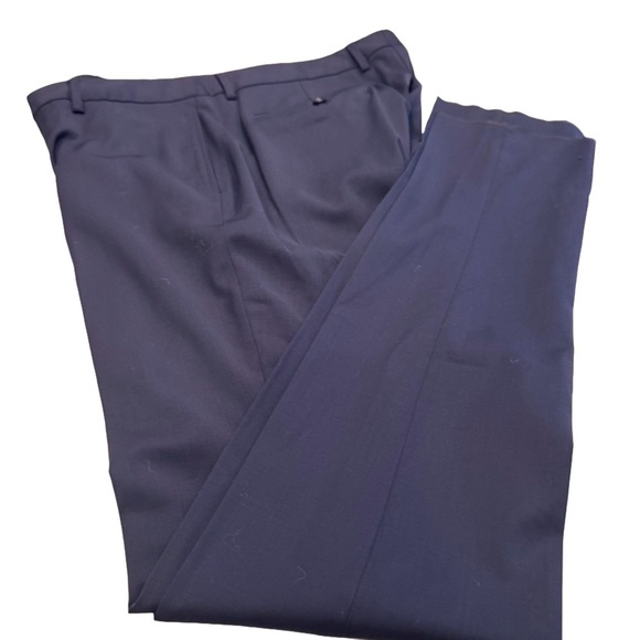NWOT BONOBOS Pants Mens Size 35 Navy Blue Slim Fit Tapered Leg Wool Flat Front - Picture 1 of 11